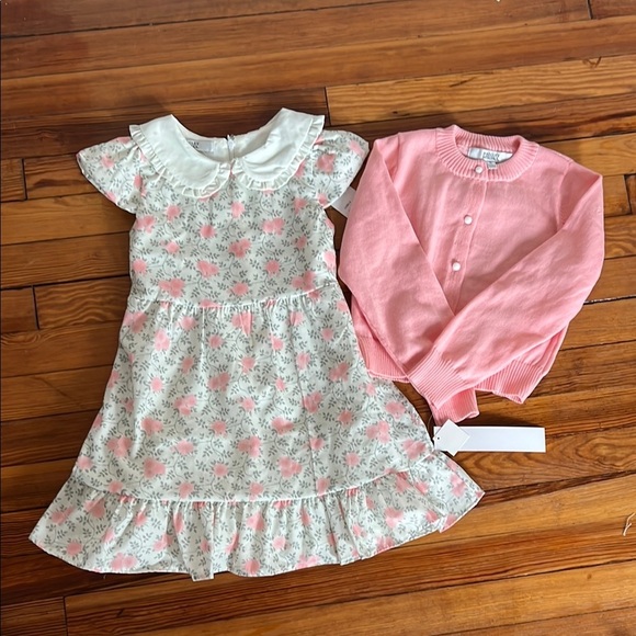 Badgley Mischka 2-Piece Set Floral Kids Dress with Matching Cardigan - NWT - 5 - Picture 1 of 10